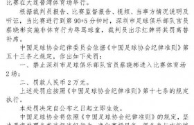 辱骂球童，官方：深圳队官员蔡晓彬被禁止入场2场+罚款2万